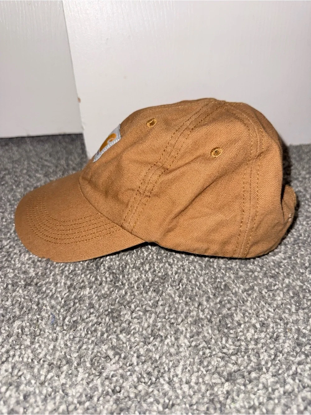 Carhartt Child Hat Adjustable Brown Canvas Unstructured Cap Youth Logo Patch